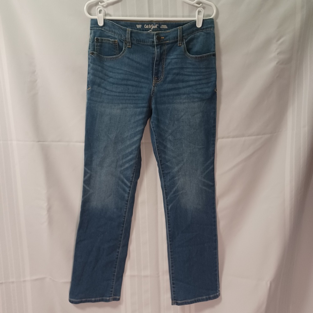 Cat & Jack Jeans Boys 16 Blue Straight‎ Stretch Adjustable Waist 046123953